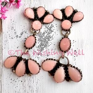 Queen Pink Conch Statement Dangke Earrings 1.75” Long Sterling 925